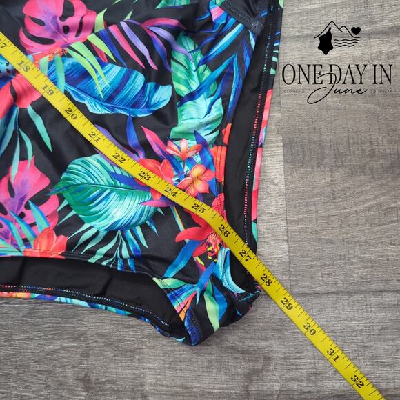 Tempt Me Tropical Tummy Control One Piece Swimsuit Size XL - Picture 4 of 5